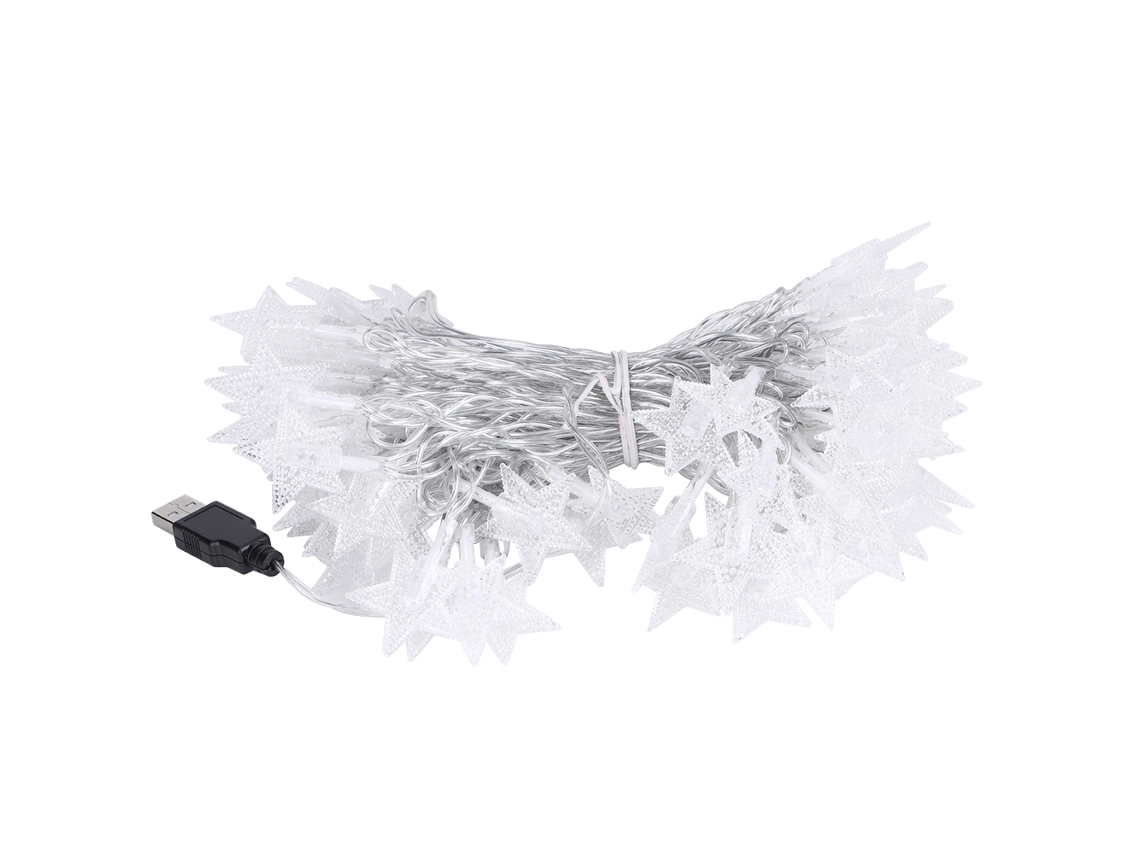 Guirnalda de luces LED con 80 estrellas de punta, enchufe USB, para decoración de fiestas en casa, 10 m