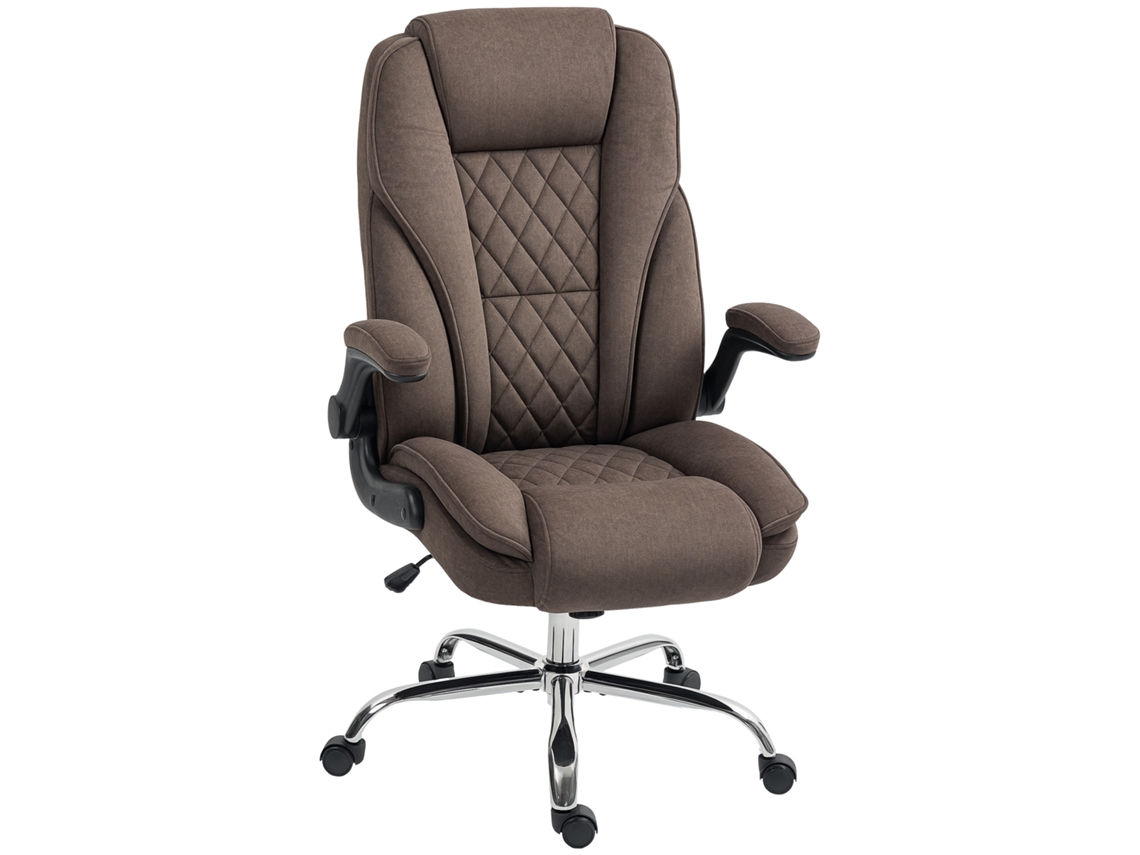Silla De Oficina Ergonómica, Altura Regulable, Reposabrazos Abatibles, 70 X 70 X 114-122 Cm, Marrón.