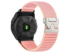Bracelete Para Garmin (20mm) - Nylon Trançado - Estampa De Montanha - Fivela De Paraquedas - Ponteiras De Metal Rosa Milkshake