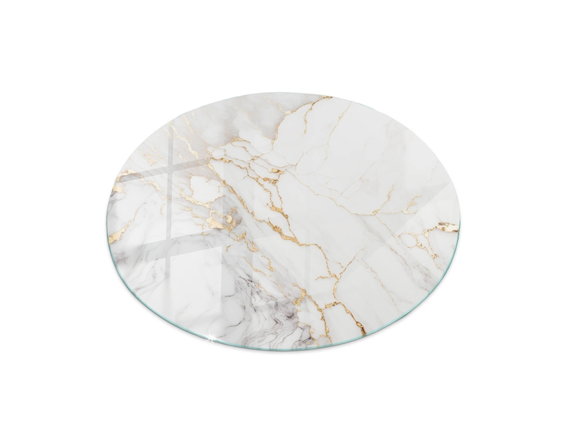 Tapa De Mesa Redondo Espelharte (50 Cm - Mármol Elegante Con Vetas - Blanco)