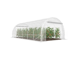 Túnel De Cultivo De 6x3x2 M Con 2 Puertas Y Cubierta De Plástico Transparente.