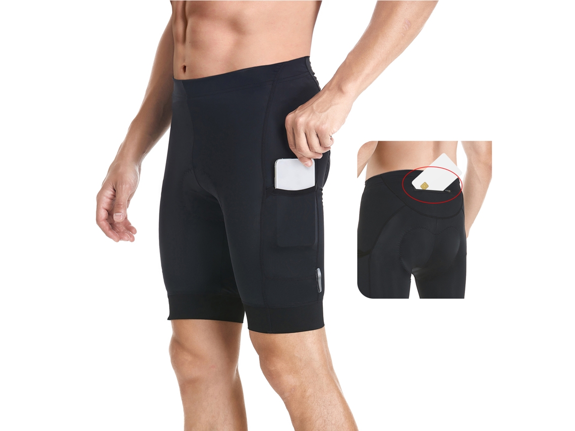 Pantalones Cortos De Ciclismo Para Hombre Con Acolchado De Espuma Protectora Y 3 Bolsillos - Calzoncillos Transpirables Para Bicicleta