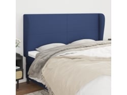 Cabecero Con Orejas De Tela Azul 183x23x118/128 Cm