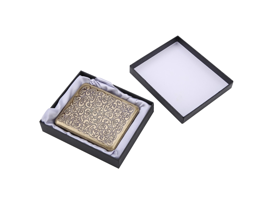 Estuche Para Cigarrillos De Metal Bronce Retro De Doble Cara, Capacidad Para 20 Cigarrillos N.° 5