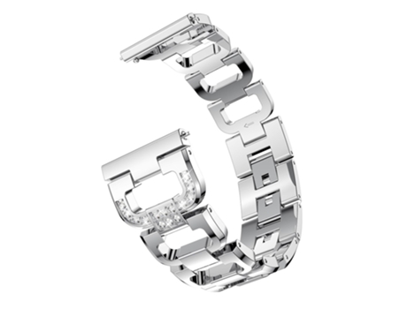 Correa de metal 20mm aleación de decoración de diamantes de imitación para Garmin Forerunner 245 - plata