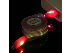 Cable retráctil con carita sonriente, USB, luz, 100 cm EOOCOO