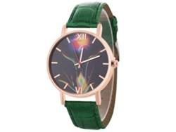 Reloj De Cuarzo Con Correa De Cuero Estilo Simple Y Moderno Para Pareja (verde)