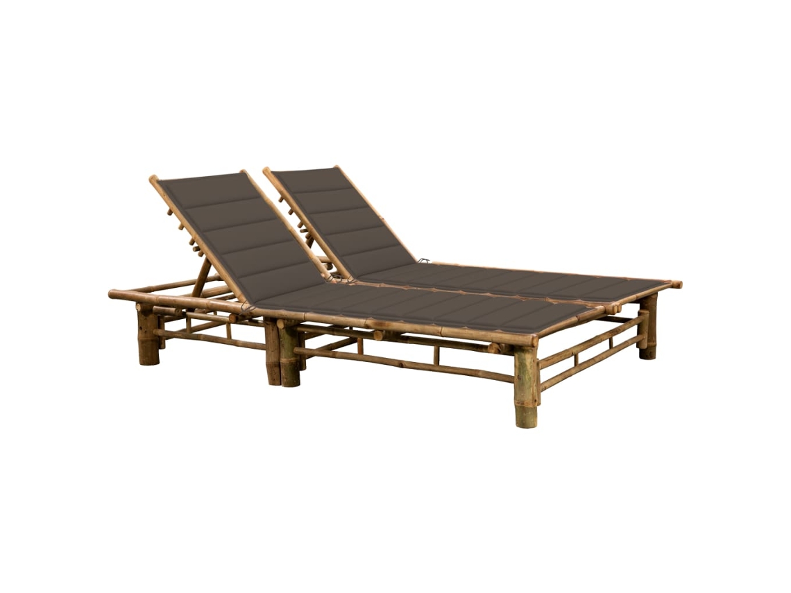 Tumbona con cojines Mueble para patio Asiento de jardín para 2 personas bambú