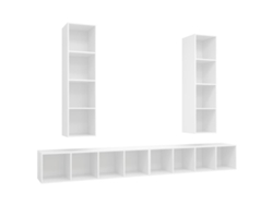 Conjunto de 4 muebles de TV de pared, derivados de madera, blanco, MAISON EXCLUSIVE