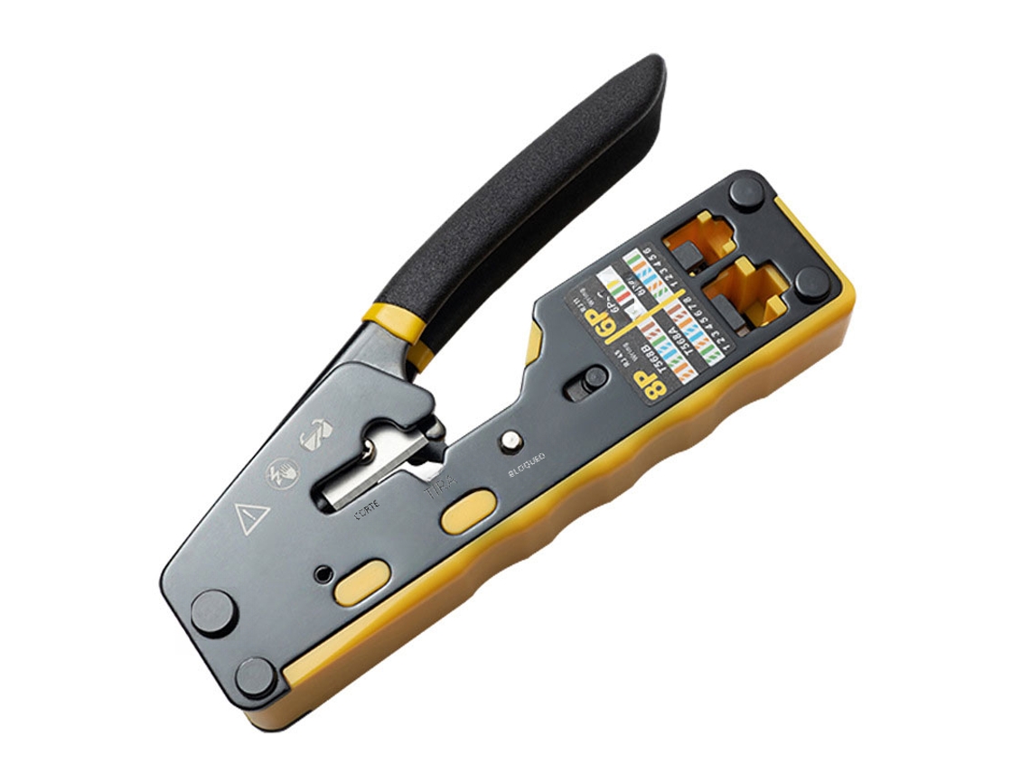 Alicates De Crimpeado (amarillos), Adecuados Para Conectores Directos Cat6, Cat5, Cat5e Y Terminales Rj12.