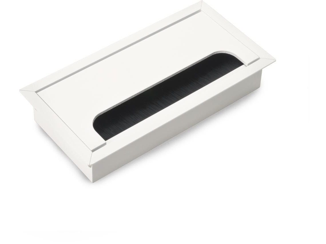 EMUCA Pasacables Mesa Rectangular Quadrum 159X80Mm Empotrable Aluminio Pintado Blanco