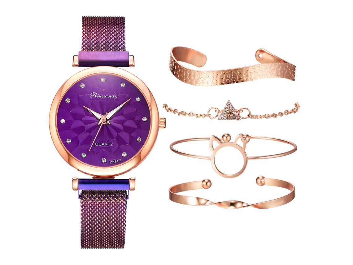 Set de regalo para mujer con reloj de pulsera de malla y caja naranja SPQMENT