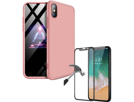 Carcasa y Protector iPhone X Slim armor 360º Rosa