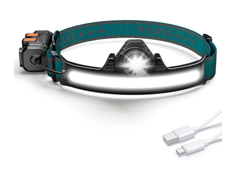 BISBISOUS Linterna Frontal Tm-K47 Cob Sensor De Movimiento Led 270 Iluminación 1000 Lúmenes Ligero Impermeable Recargable Negro