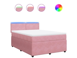Maison Exclusive - Cama Box Spring Con Colchón Terciopelo Rosa 140x190 Cm