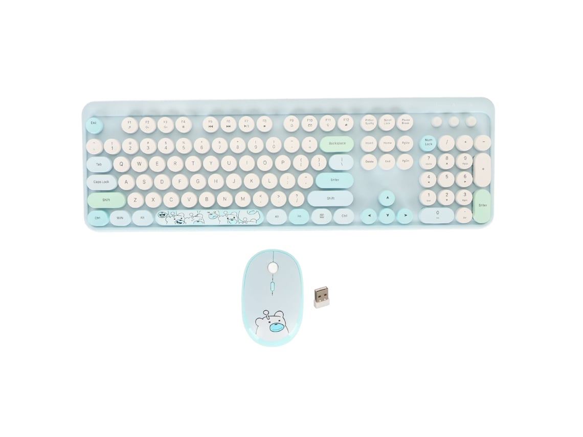 Baoj-2026novocombo Teclado E Mouse Sem Fio Com Teclas Redondas Retro