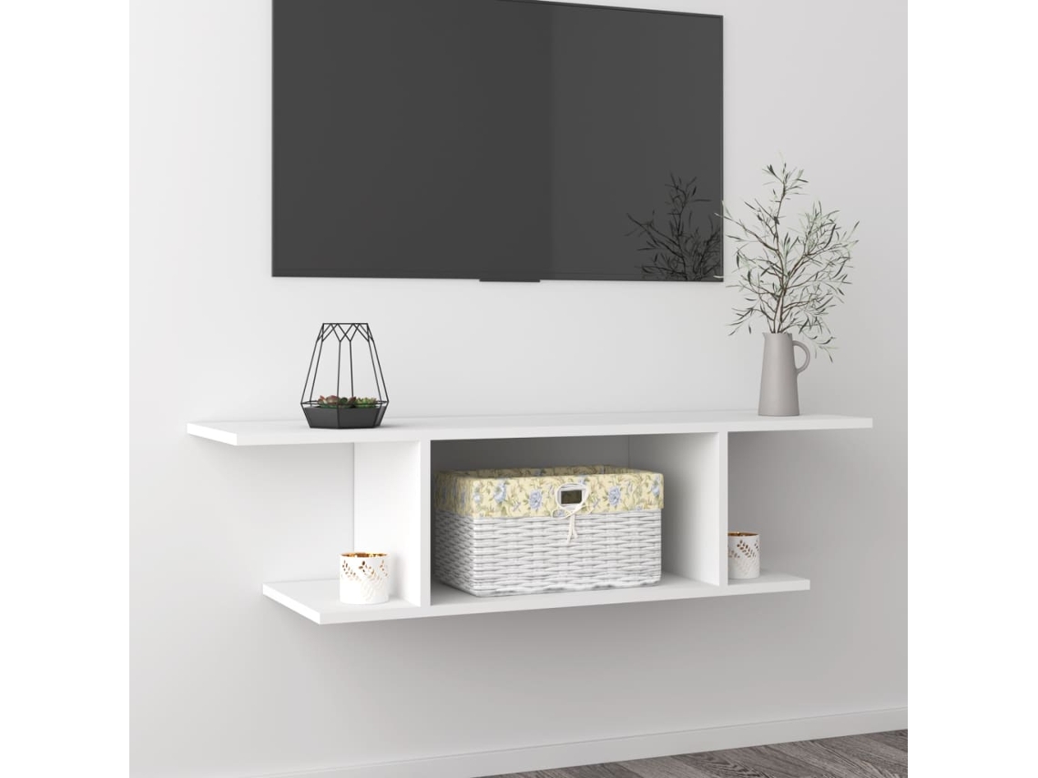 Mueble de TV de pared 103x30x26,5 cm blanco S