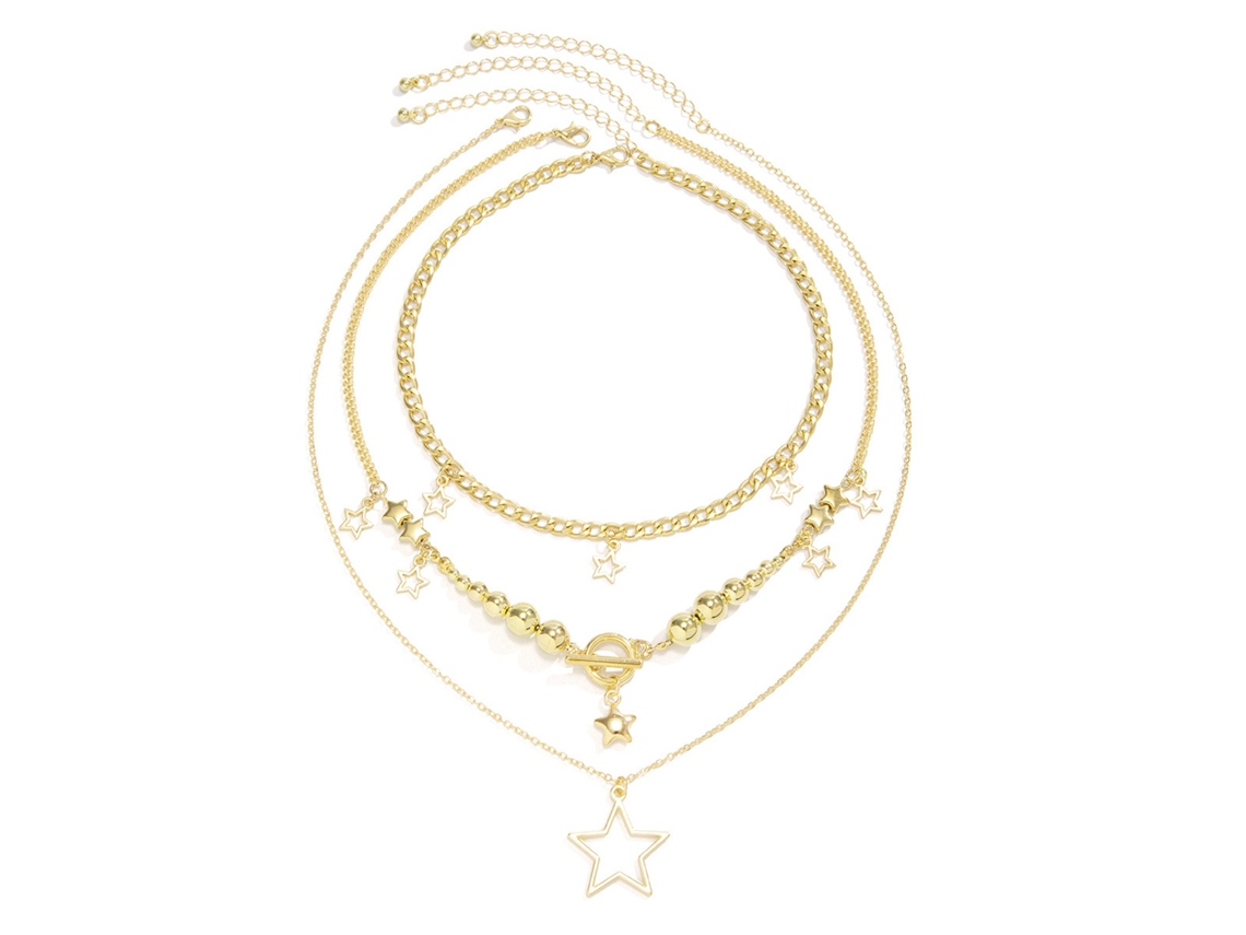 Conjunto De Collar De Capas Con Colgante De Estrella, Aleación, Moda, Mujer, Talla Única