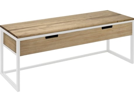 Mueble TV DS MUEBLES Icub3 con gaveta industrial vintage blanco (40x120x45cm)