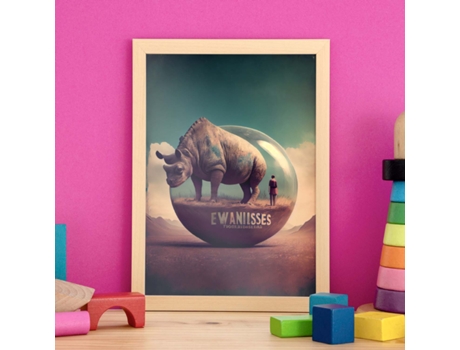 NACNIC Poster Rinoceronte En Estilo Surrealismo Cinematográfico Ilustraciones Y Grabados De Historieta Abstracta Y Artística A3