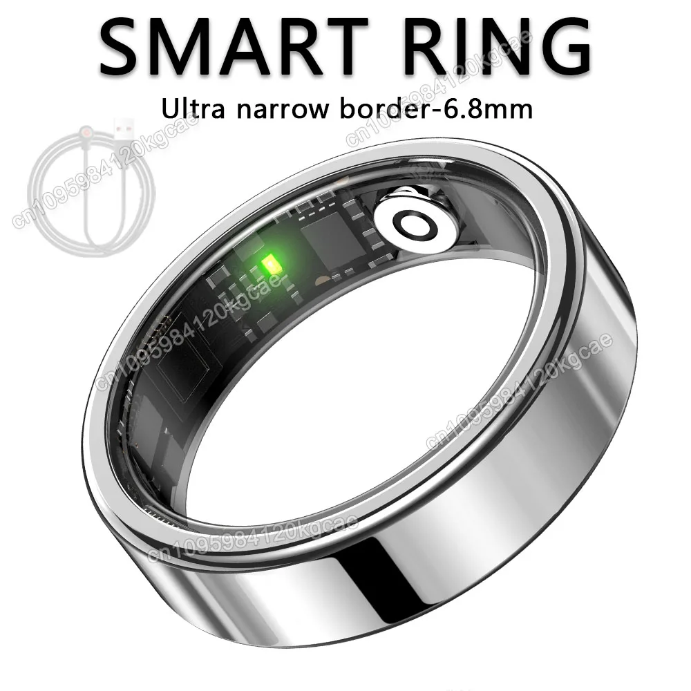(plata, Cable De Carga, Número 9) Anillo Inteligente, Monitor De Salud Del Oxígeno De La Sangre De La Frecuencia Cardíaca, Resistente Al Agua