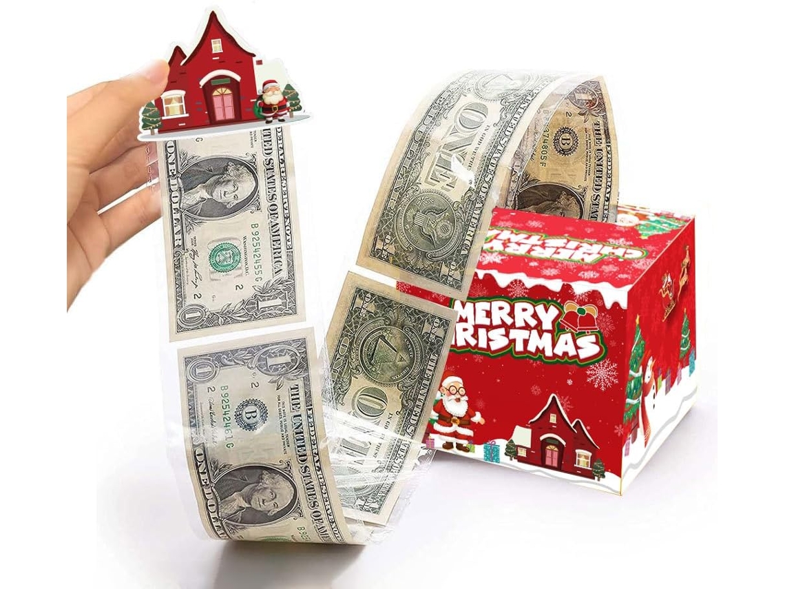 Caja de regalo navideña, caja de regalo con dinero y 50 bolsas transparentes para familiares y amigos Aeuzwr