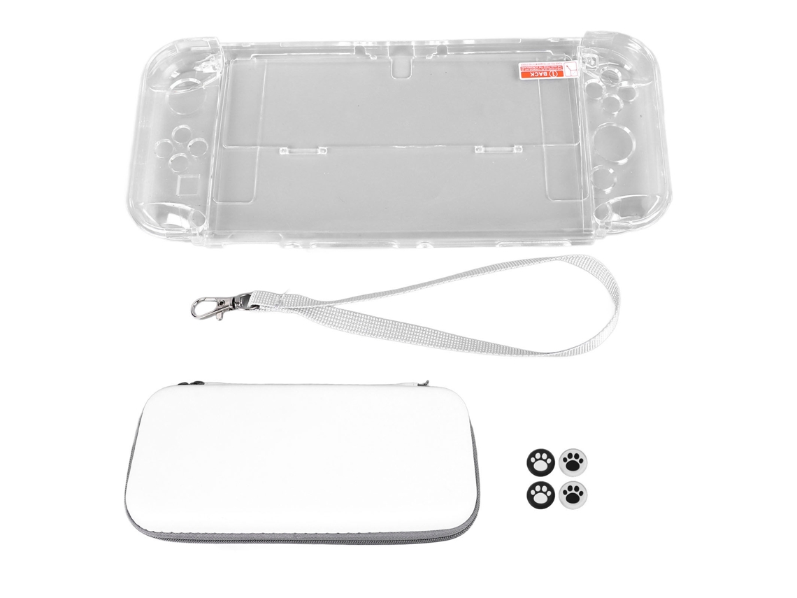 Bolsa De Almacenamiento Para Consola De Juegos (juego De Accesorios Portátiles De Protección De Almacenamiento) Exclusivo De México Bolsa Con Cremallera Gris Ns Oled + Funda De Cristal Y Otro Juego De Accesorios