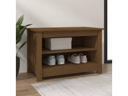 Mueble Zapatero | Banco Zapatero Madera Maciza De Pino Marrón Miel 70x38x45,5cm