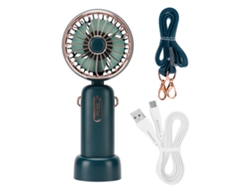 Ventilador portátil con 3 velocidades, cable verde, 4000-6000 rpm.
