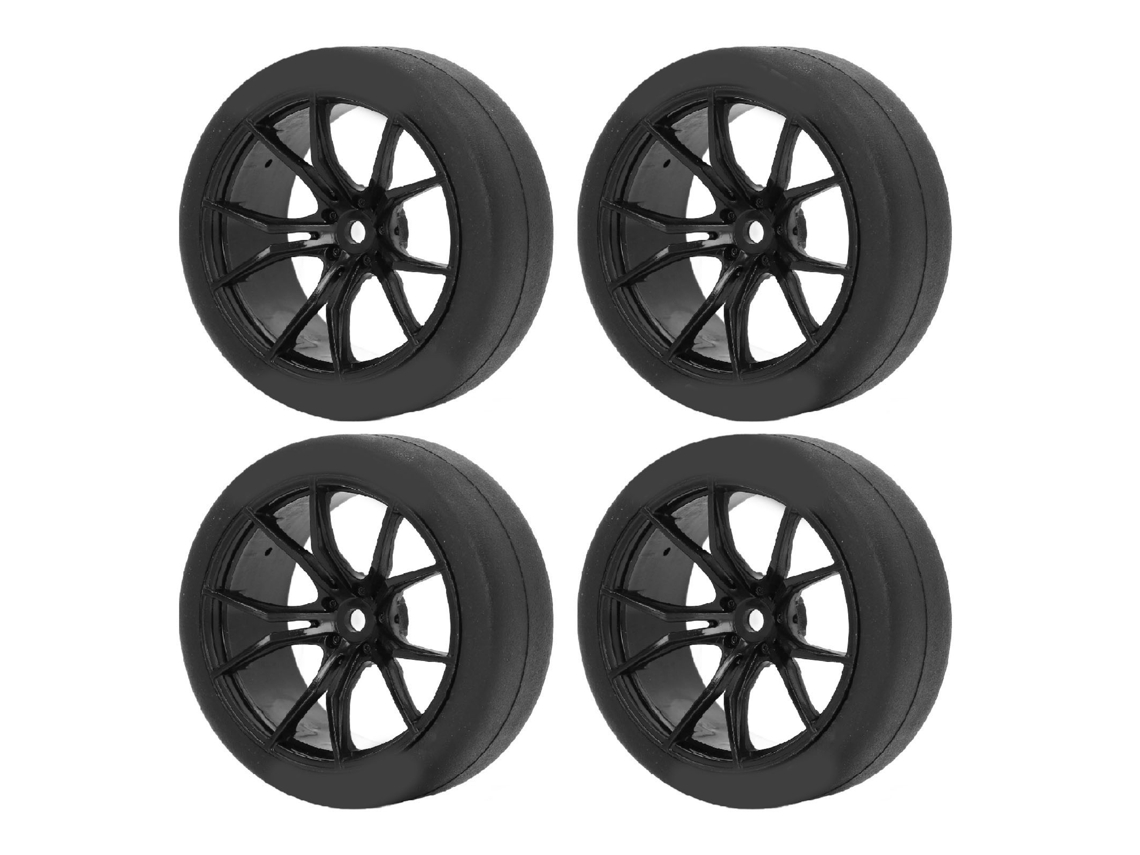 Mali 4pcs Pneus de Carro Rc com Amortecimento Forte Ajustáveis para Tamiya Tt01 Tt02 Hsp 94123 1/10 Carros Controle Remoto Preto