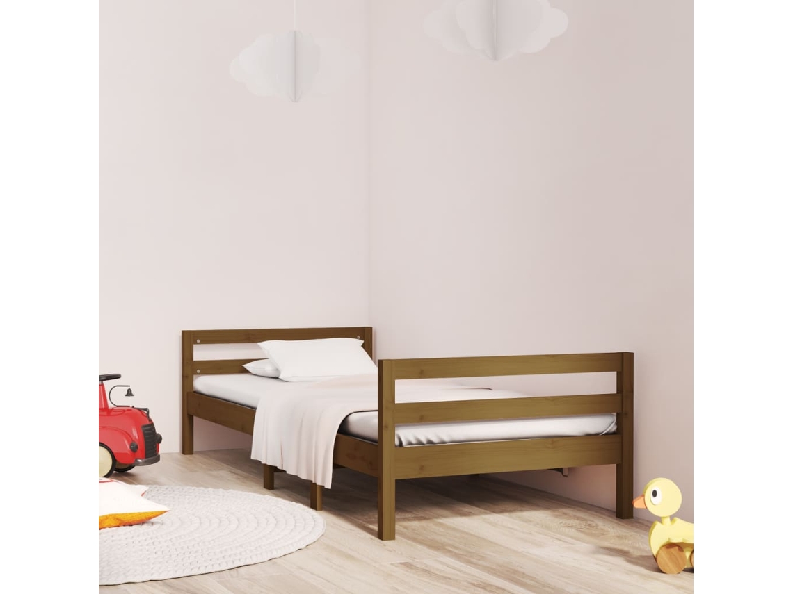 Estructura De Cama Madera Maciza De Pino Marrón Miel 75x190 Cm