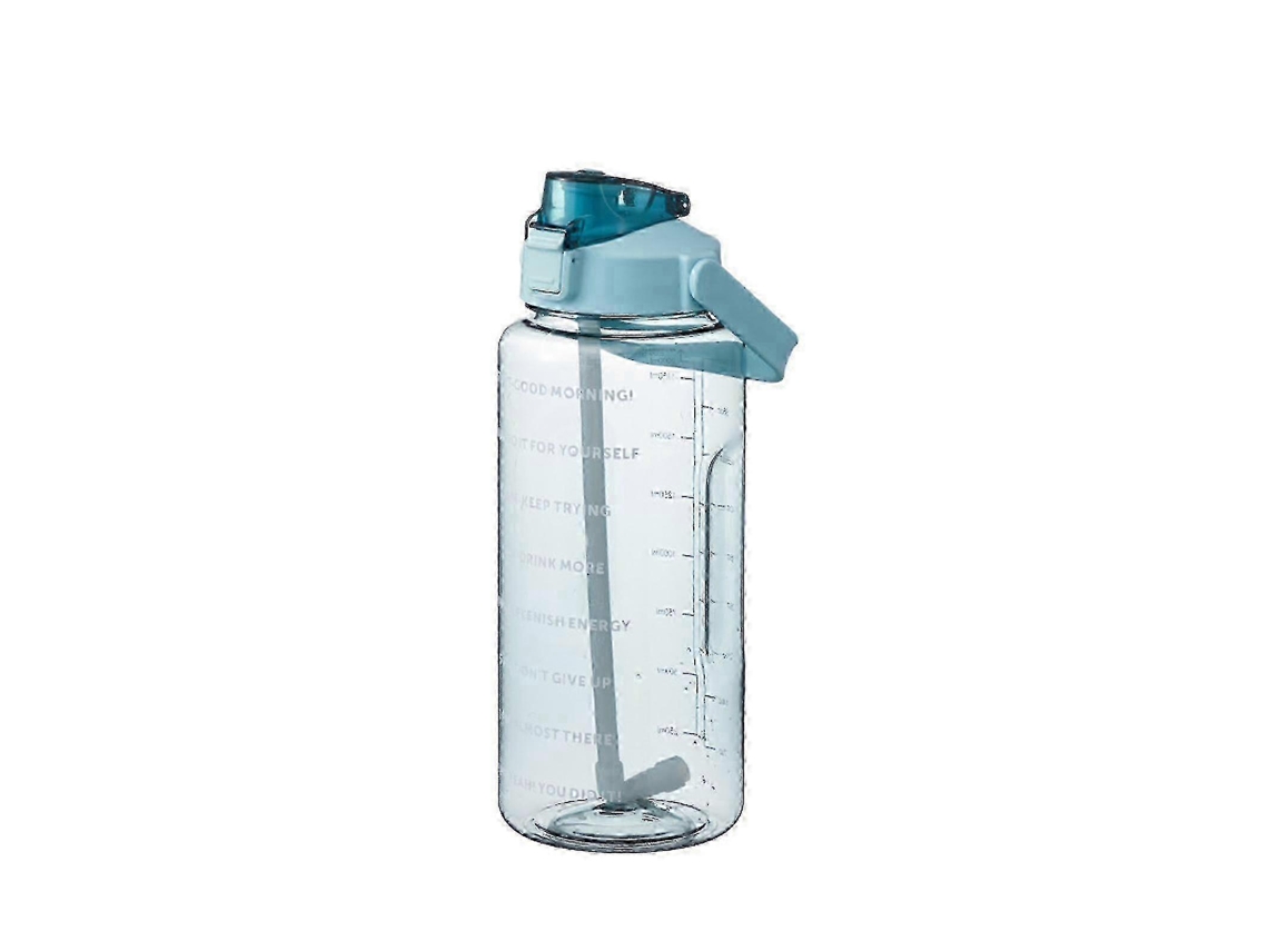 Botella De Agua 2l Con Pajita Para Mujeres, Gran Botella Deportiva Portátil Para Viaje, Verde Rosewell