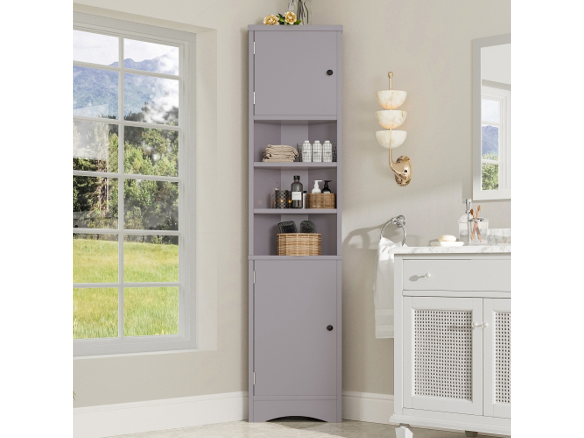 Mueble de baño de 36,5 x 24,5 x 170 cm, resistente a la humedad, con estantes ajustables y diseño compacto. Tienda BAGOLY.