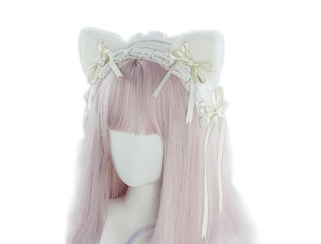Tocado De Orejas De Gato Lolita, Accesorios De Fiesta Para El Cabello De Mucama, Diademas Bonitas, Horquilla Dulce, Blanco Cremoso ZMDECQNA