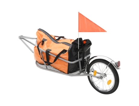 vidaXL Remolque de bicicleta para equipaje con bolsa naranja y negro
