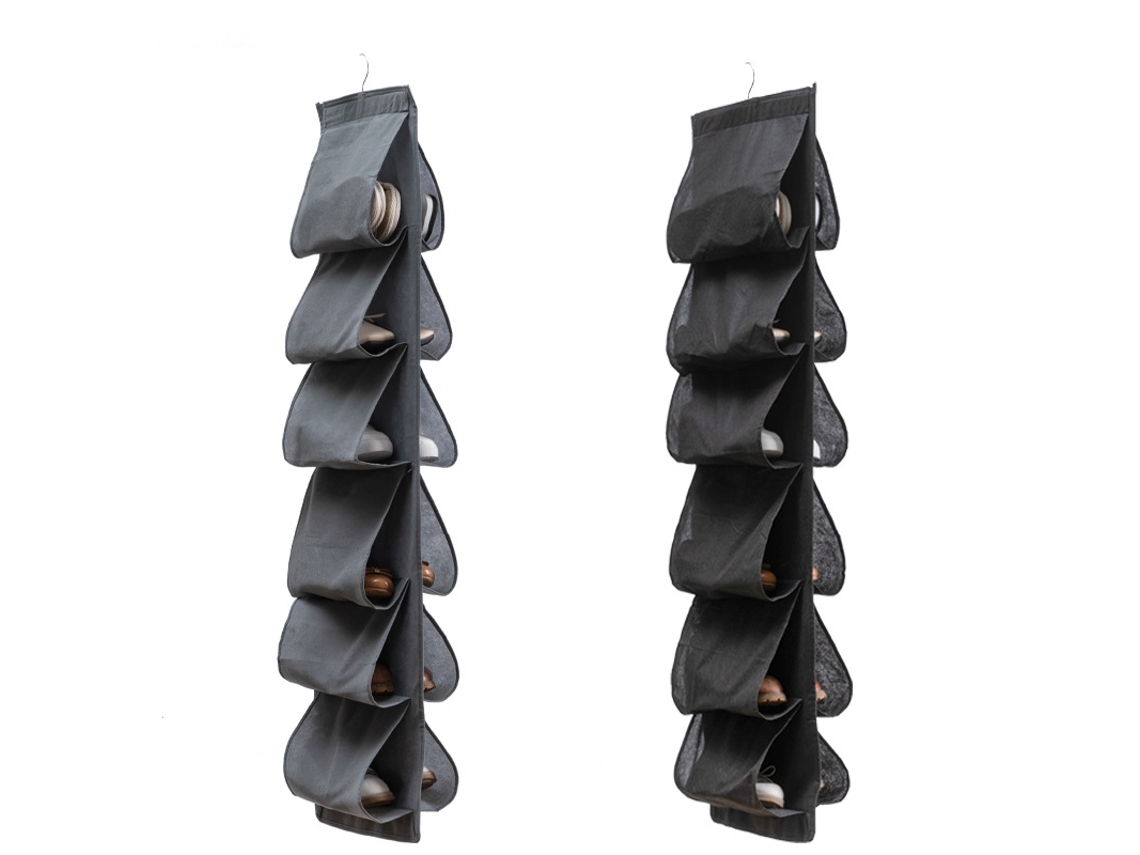 Bolsas para guardar zapatos (paquete de 2) - 12 bolsillos para colgar sobre la puerta - Almacenamiento de zapatos plegable