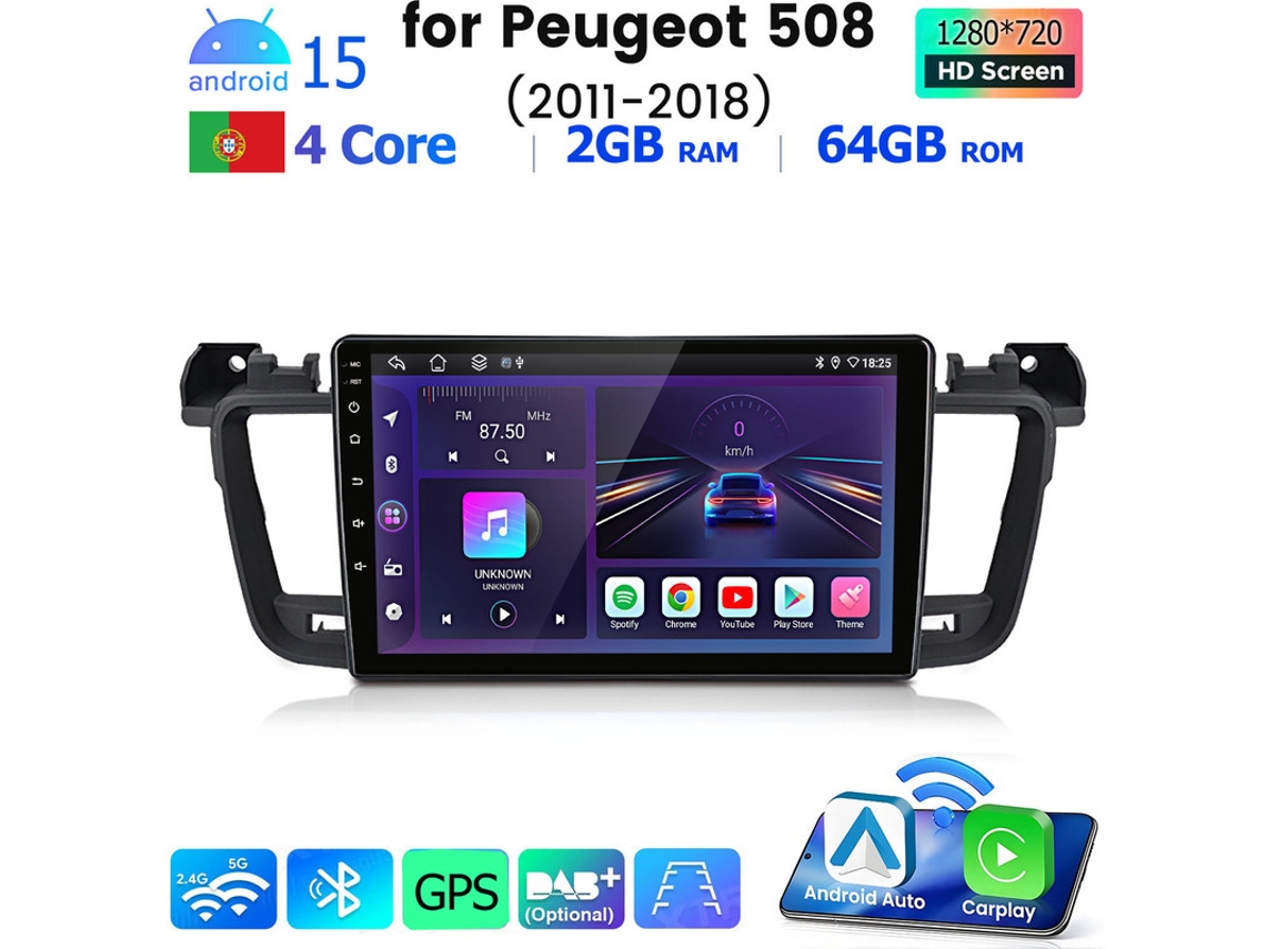 Radio Junsun Android Auto para Peugeot 508 2011-2018 con pantalla IPS HD de 9 pulgadas, 64 GB, Bluetooth y 4 núcleos