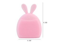 Pincel de limpieza facial de silicona en forma de conejo JEIIBRZUI color rosa