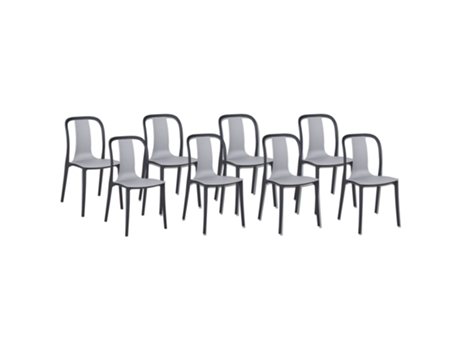Conjunto de 8 sillas de jardín gris y negro BELIANI Spezia