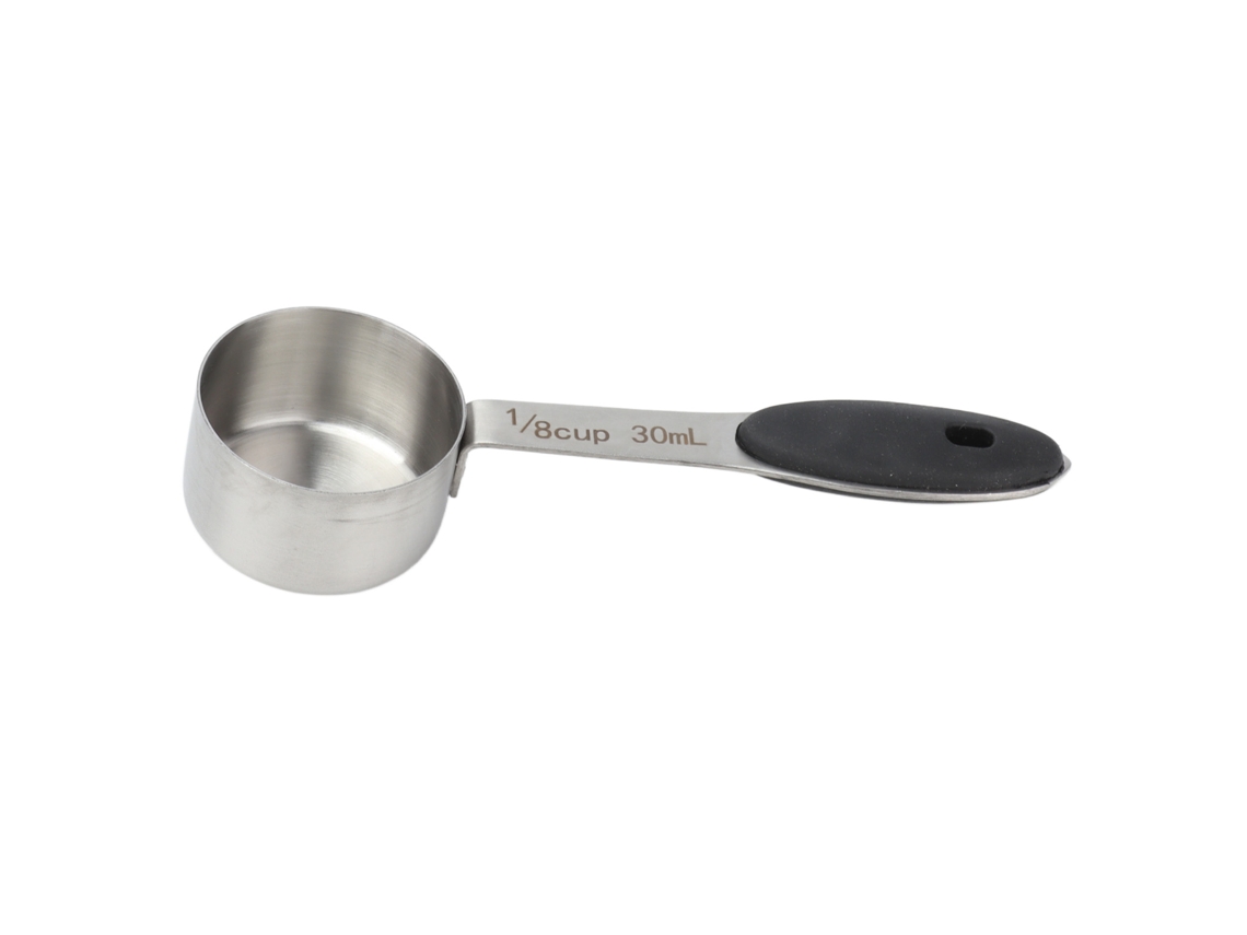 Cuchara medidora de café de 30 ml, 1/8 de taza, acero inoxidable, gran capacidad y tacto agradable.