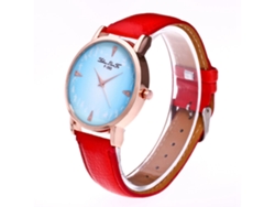 Reloj Zhoulianfa F-393a De Cuarzo Con Correa De Cuero Rojo Para Hombres, Estudiantes Y Empresarios.