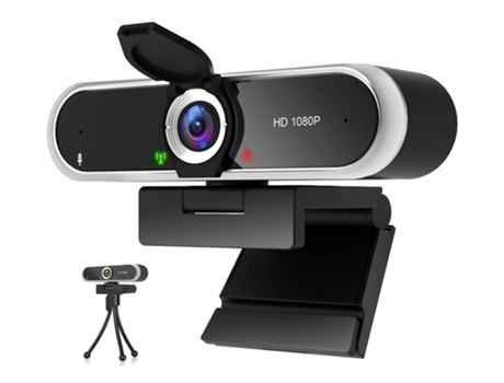 BISBISOUS C60 Cámara Web con Micrófono 1080P con Función de Corrección Automática de Luz para PC de Escritorio Portátil Negro