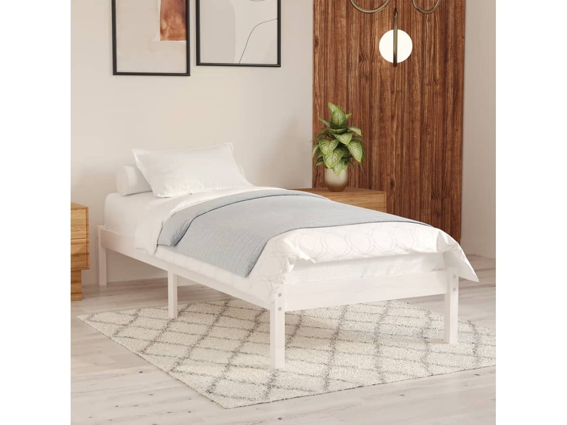 Estructura De Cama Individual Pequeña Sin Colchón Madera Blanco
