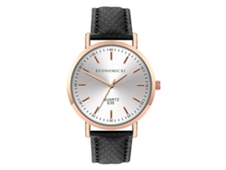 Reloj De Pulsera Unisex De Piel Sintética Con Esfera Analógica Redonda Para Hombres Y Mujeres.