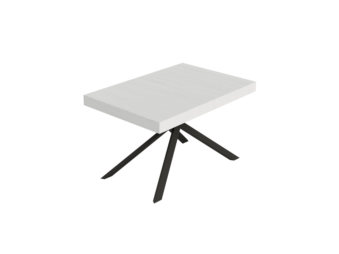 Mesa extensible Niket 120/204x80 cm, fresno blanco, patas antracita Itamoby