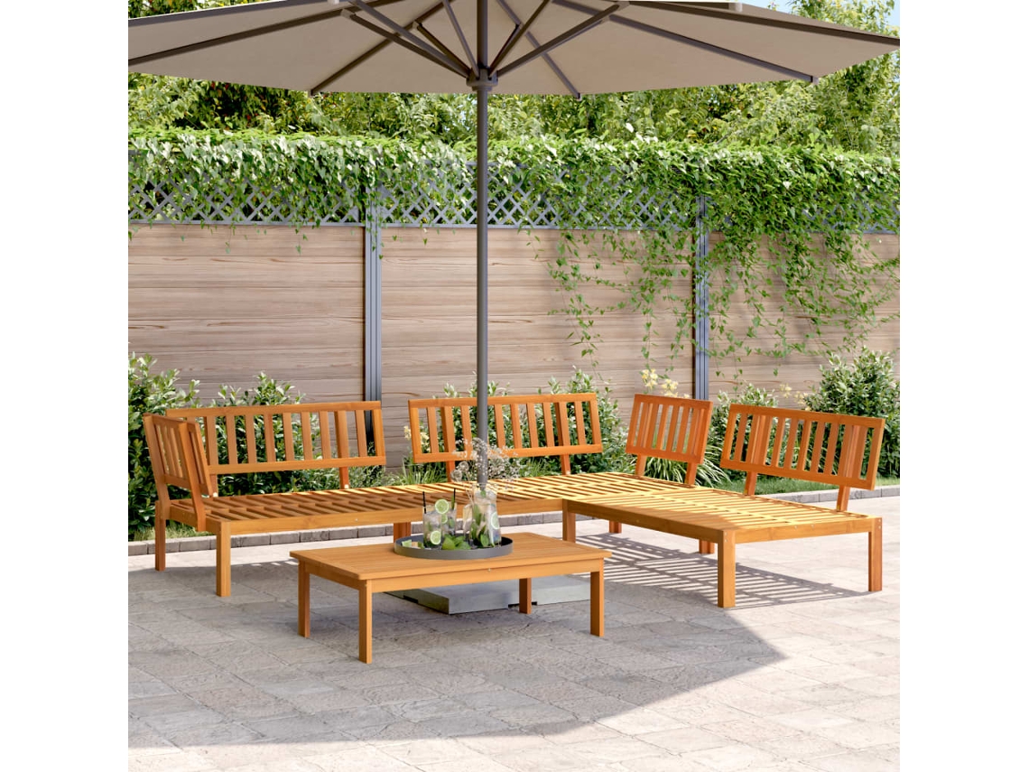 Juego de 4 muebles de jardín de palets de madera maciza de acacia, DKD Home Decor
