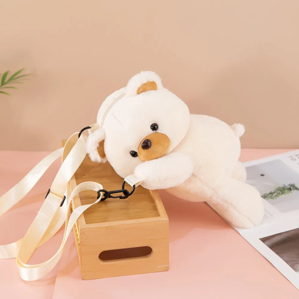 (marrón Claro) Bolso Bandolera Sencillo De Peluche, Gran Capacidad, Bolso De Hombro Con Forma De Muñeco O Animal.