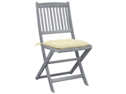 Maison Exclusive - Juego de 4 sillas plegables de exterior con cojines, madera maciza de acacia.
