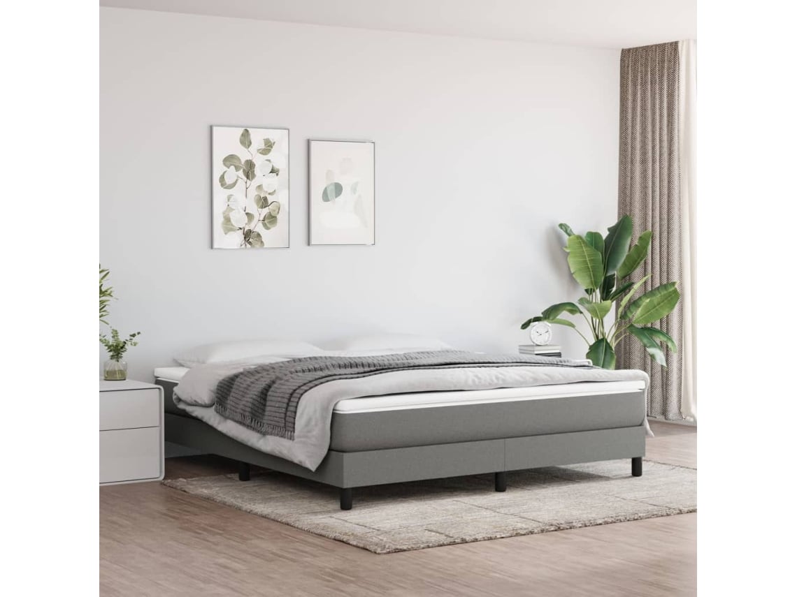 Cama Sin Colchón De Tela Gris Oscuro 180x200 Cm