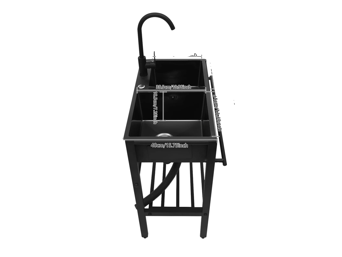 Juego de fregadero de cocina, grifo giratorio, patas ajustables, negro OEM
